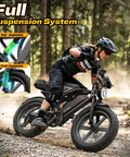 Beast 750W Electric Bike For Adults With Removable 48V 15Ah Battery, 2 To 3 Speed Modes, Great For City Commutes And Light Off Road Rides, Durable Urban Cruiser Built For Everyday Adventures R9, full suspension on forest trail
