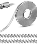 Heavy Duty 304 Stainless Steel Hose Clamp Kit With 32.8ft Adjustable Metal Strap And 30 Fasteners, Worm Gear Clamps displayed