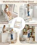 Kid Approved Step Stool For Toddlers And Kids With Adorable Elephant Handles Foldable bathroom aid with three steps for kids.