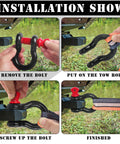 Installation steps for Two Pack 1/2 Inch D Ring Shackles With 5/8 Inch Screw Pins For Tow Straps, Winches, And Off Road Recovery.