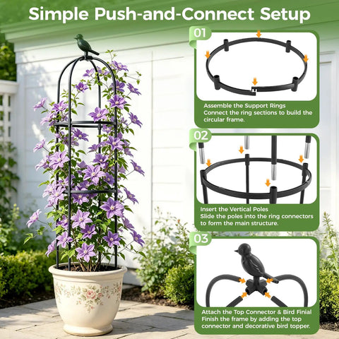 Space Saving Garden Obelisk Trellis For Climbing Plants Outdoor And Indoor Use, Rustproof Metal Plant Support Assembly Guide