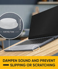 64 Clear Self Adhesive Rubber Cabinet Bumpers Silence Kitchen Drawer Slams With Zero Drama While Shielding Counters From Hella Scratches And Door Bangs Today, showing size and use on laptop.