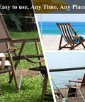 Chairs with magnetic cigar holders for golf cart with Velcro mount, seen on lawn, beach, and pier