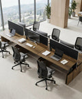 Built Slick Electric Double Standing Desk With Independent Dual Motors And Easy Usb Connections, Featuring No Fuss Height Adjustments Smart Memory Buttons Privacy Panels And Clean Cable Routing For Daily Grind in a modern office workspace.
