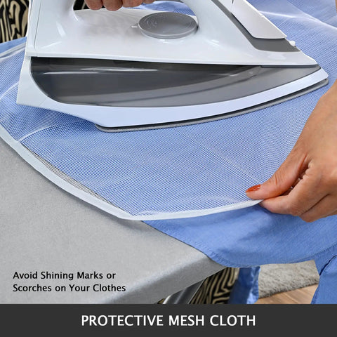 Iron on Extra Wide Ironing Board Cover And Pad For 49 By 18 Inch Boards with protective mesh to prevent scorching