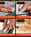 Pro Grade All In One Woodworking Honing Guide For Chisels And Planes With Adjustable Angles And Off Center Roller in use