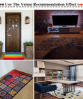 Assorted area rugs displayed in various home settings showcasing different styles and colors, highlighting room decor versatility.