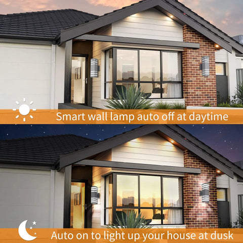 Dope Modern Outdoor Wall Light Dusk To Dawn Waterproof Porch Fixtures With Up Down Dual Head E27 Exterior Lighting For Front Door Balcony And Garage Silver 2 Pack