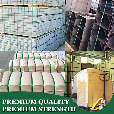 High Grade Pallet Strapping Kit That Slaps Includes 5 8 Inch 1000 Ft PET Strap Roll securing stacked boxes and cargo.