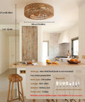 Boho Caged Fandelier With Lights Flush Mount Ceiling Fan With Remote Control Rattan Enclosed Ceiling Fan With Six Speeds
