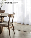White Privacy Curtains Four Panels Light Filtering Rod Pocket Top Window Drapes 42 Inch Wide By 63 Inch Long Each in dining room.
