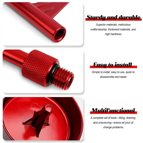 Close-up of 4 Piece Car Transmission Fluid Fill Tool Set For Easy Oil Change showing zinc alloy adapter details