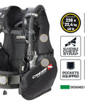 Solid Jacket Style BCD For Scuba Diving Black Red 2XS High Lift Ultra Durable Cost Effective Pro Grade Buoyancy Compensator Gear For Dive Centers And Pro Divers with adjustable chest strap and pockets
