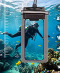 Diver underwater using Four Pack Waterproof Fanny Pack Set With Adjustable Waist Straps And Dry Pouches, IP68 Waterproof Seal