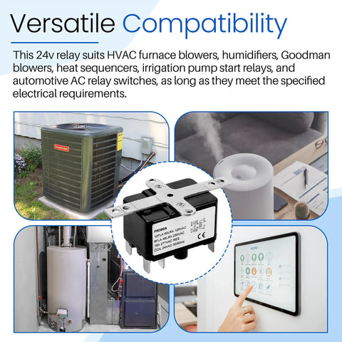 Heavy Duty 24V AC Fan Relay For HVAC Systems With Isolated Switch, Single Pole SPST, Ideal For Blowers, Humidifiers, Goodman Units, And Heat Sequencers, Includes Universal Mount Bracket on HVAC relay with universal bracket