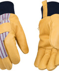 1927KW-L Lined Premium Grain Pigskin Palm Work Gloves With Knit Wrist Large Size Lightweight Cotton-Blend Back