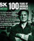 SK 100 years of American ingenuity poster with mechanic holding wrench in workshop