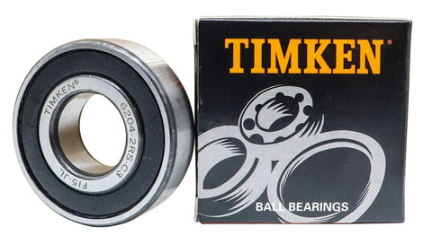 Two Pack 6204-2RSC3 Double Rubber Seal Bearings 20x47x14mm Pre Lubricated For Smooth Spin With Chrome Steel Construction