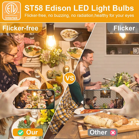 Edison E26 LED Bulb 60W Equivalent 3000K Soft Warm White 6W Vintage Filament Light Bulbs Antique ST58 Clear Glass CRI 85