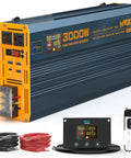 3000W Pure Sine Wave Inverter From 12V DC To 110V And 120V With Fast Charging USB Type C PD And USB A Ports, LCD Display, Remote