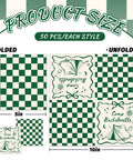 50 Pcs Camp Bachelorette Party Cocktail Napkins 3 Ply Disposable Paper Napkins Beige And Green Plaid Checkered Design For Wedding Bridal Shower Table Decor Beverages And Party Supplies, showing folded and unfolded plaid and tent design.