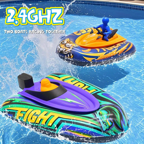 Kids Remote Control Boat With Removable Inflatable Bumper Rechargeable Battery USB Charging Pool Ready Water Toy For Ages Eight To Twelve Purple Color Ideal Summer Gift racing in pool