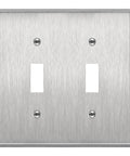 Stainless Steel Wall Plate For Toggle Light Switch 2 Gang 4.50 In By 4.57 In Built To Last Corrosion Resistant Cover For Rotary Dimmers And Lights Heavy Duty Industrial Grade UL Listed 430 Stainless Steel With Brushed Finish
