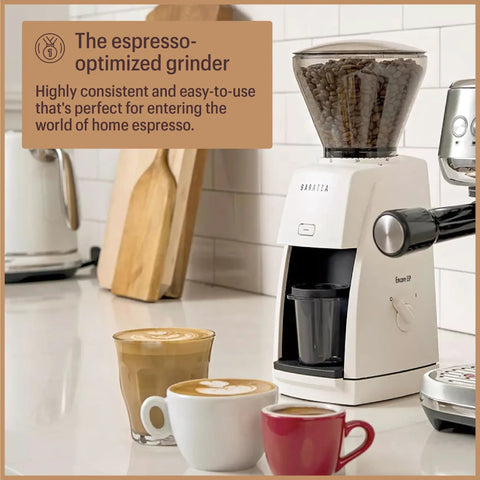 Premium Black Conical Burr Coffee Grinder Crafted For On Point Espresso Pulls Featuring Slick Micro Dial Controls A Top Shelf Build That Always Delivers The Goods For Real Coffee Heads with coffee cups on kitchen counter.