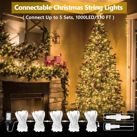 Connectable 200 LED String Lights Indoor Outdoor with Timer, 66ft Warm White Fairy Lights in Clear Wire, 13 Modes Waterproof