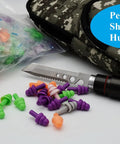 Reusable Silicone Ear Plugs Bulk Pack For Swimming Sleeping Concerts And Music With Up To 25dB Noise Reduction displayed with gear