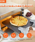 Person placing pizza on Heavy Duty Pizza Steel Plate For Oven And Grill 16 By 14.5 By Three Eighths Inch Carbon Steel Preseasoned