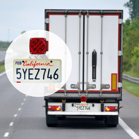 Truck with California license plate using Beefy Universal Two Pack Trailer License Plate Bracket Frame With Mounting Kit.
