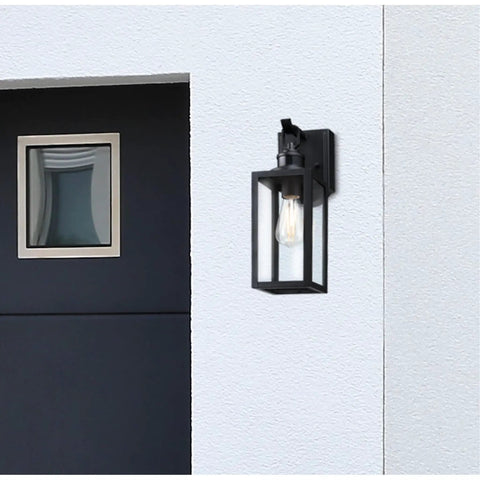Super Practical Traditional One Light Outdoor Wall Fixture With Motion Sensor Dusk To Dawn Sensor Matte Black Clear Glass Lantern
