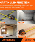 Smart multi-function measuring with Straight Fire 2 In 1 Laser Tape Measure With 135 Ft Beam Range And 16 Ft Steel Ruler.
