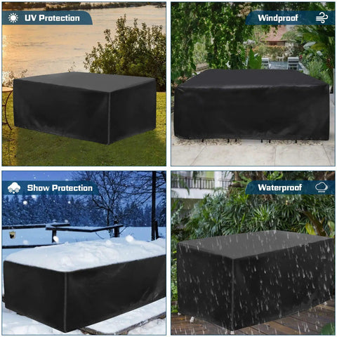 Heavy Duty 96 Inch Rectangular Outdoor Table Cover Waterproof With 600D Oxford Fabric UV Protected And Windproof Buckles
