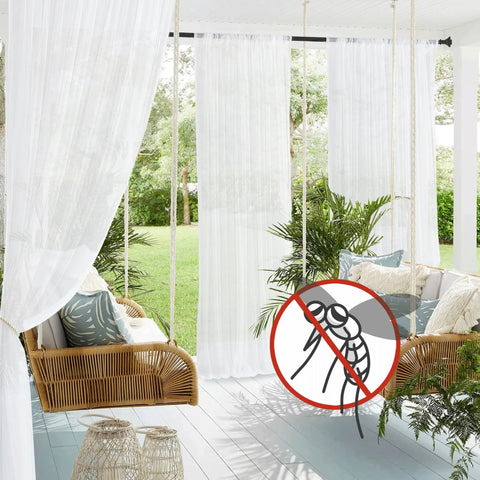 Outdoor Mosquito Netting Panels For Patio Waterproof And Bug Proof Mesh Curtains Extra Wide 118 Inch Two Panels installed