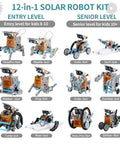 12 In 1 Solar Power Robot Kit For Kids Aged 8 To 13, STEM Building Toy Set showcasing various robot models