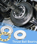 8pcs chrome steel thrust ball bearings with washers; 8mm bore, 22x7 mm, shown on blue banner