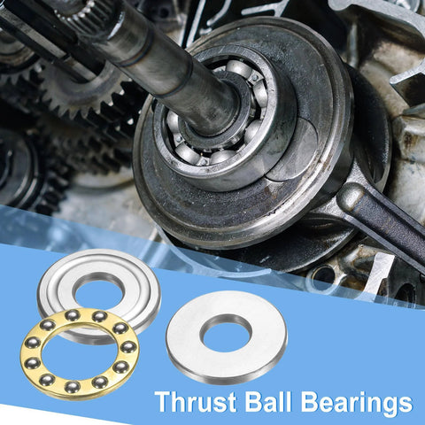 8pcs chrome steel thrust ball bearings with washers; 8mm bore, 22x7 mm, shown on blue banner