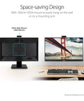 24 Inch Business Monitor With Full HD 1080P IPS Frameless Design Built In 2MP HD Webcam Mic Array And Stereo Speakers For WFH And Video Conferencing Eye Care DisplayPort And HDMI Black, VESA wall-mount option shown.