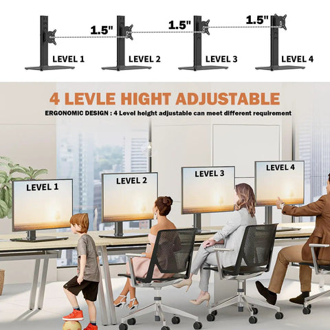 Free Standing Monitor Stand Riser For 13 To 32 Inch LCD Screen With Swivel Height Adjustable Rotation And VESA Compatibility