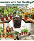 Collage of 4 Inch Nursery Pots 100 Pack Plastic Seedling Pots With Drainage Holes For Easy Seed Starting