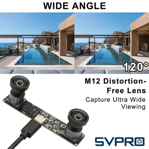 High Speed 1200P 60FPS Global Shutter USB Camera With Dual M12 Lenses 3D Stereo Wide Angle for industrial use