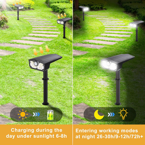 Lit Outdoor Solar Motion Sensor Lights With Bright LED Illumination IP68 Waterproof Landscape Path Lights 3 Lighting Modes 2 Pack