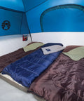 Brazos 20 To 30 Degree Fahrenheit Adult Cool Weather Sleeping Bag With No Snag Zipper and pillows in a tent setup