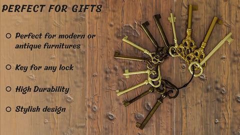 Skeleton Key Set Reproduction For Antique Furniture Cabinet Doors And Dresser Drawers Vintage Lock Keys 12 Piece Classic