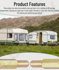 Two Piece Replacement Hex Drive Slick Upgrade For Happijac Camper Screw Jack Systems showing golden hex handles with RVs in the background.