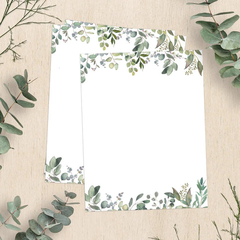 Greenery Letterhead Paper 8.5 By 11 Inches 50 Sheets Printer Friendly Writing Paper For Laser And Inkjet Elegant Stationery
