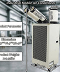 Industrial Mobile Air Conditioner 15400 BTU with dimensions 20.47x18.9x58.46 inches, designed for rapid spot cooling.
