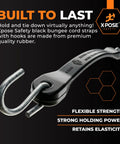 Close-up of Heavy Duty Rubber Bungee Cords With Hooks 25 Pack 15 Inch Long 23 Inch Max Stretch for outdoor gear